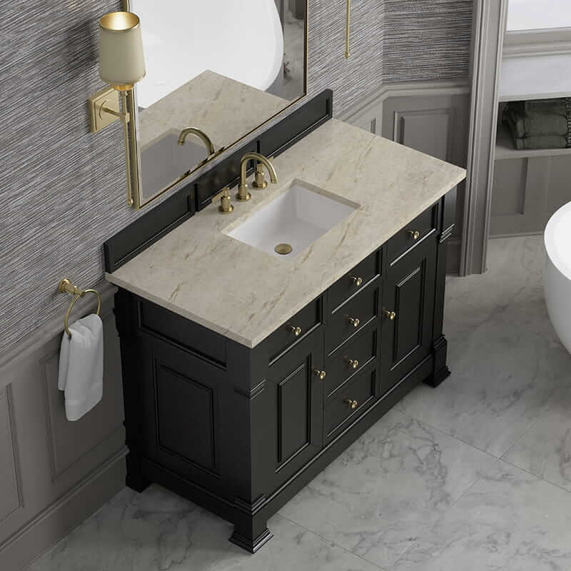 Brookfield 48" Single Vanity in Black Onyx With Tajnar Eclos Top