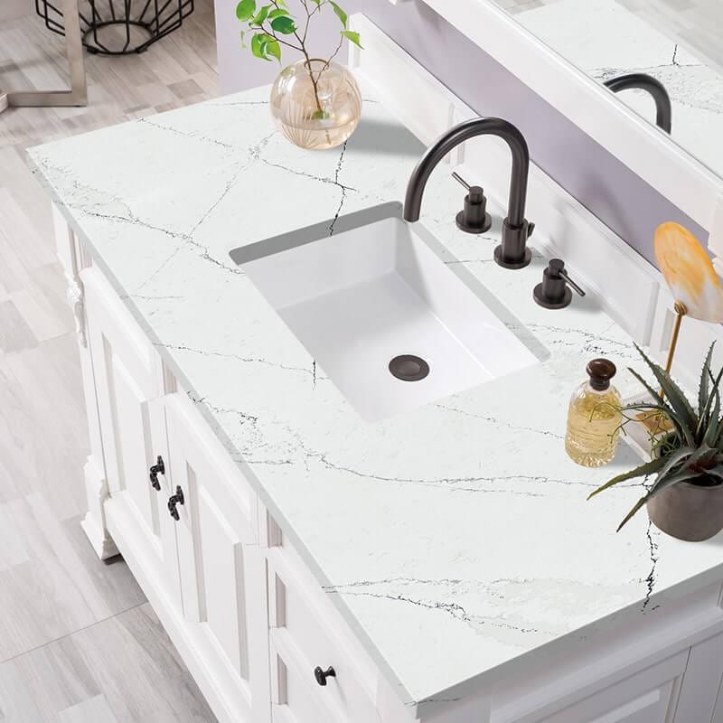 Brookfield 48" Single Vanity in Bright White With Ethereal Noctis Silestone Top