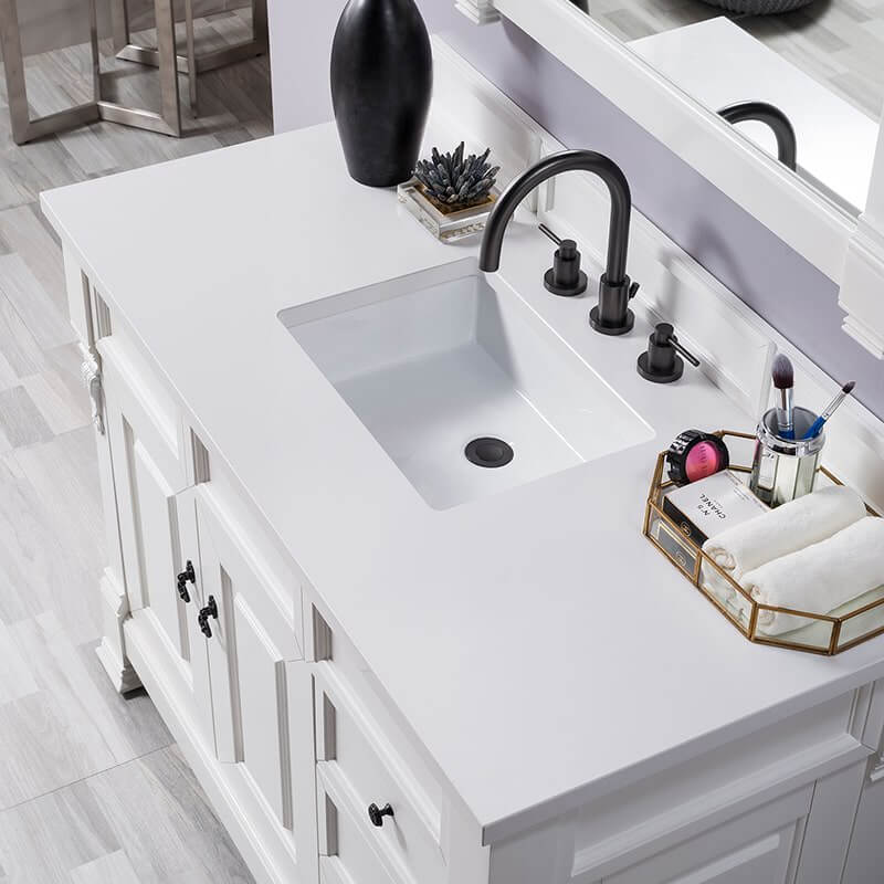 Brookfield 48" Single Vanity in Bright White With White Zeus Silestone Top
