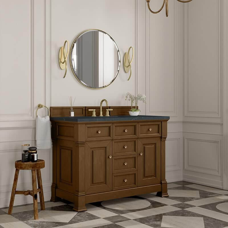 Brookfield 48" Single Vanity in Honey Oak With Charcoal Soapstone Silestone Top