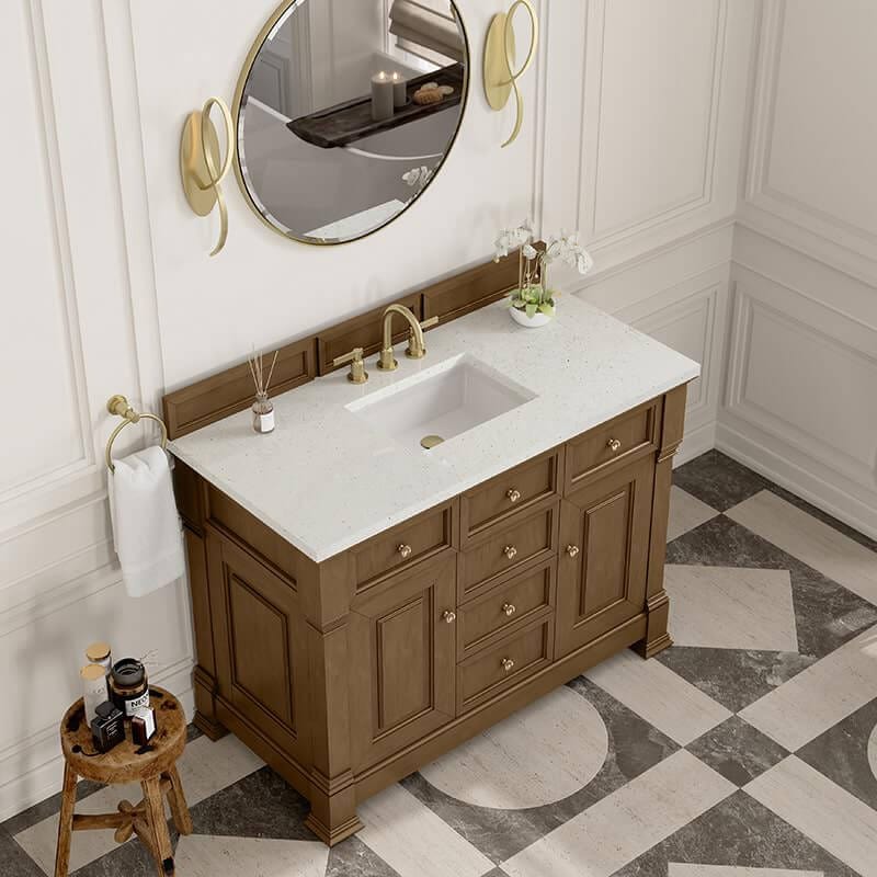 Brookfield 48" Single Vanity in Honey Oak With Lime Delight Silestone Top