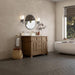 Brookfield 48" Single Vanity in Pecan With Single Hole Faucet White Zeus Silestone Top Backsplash