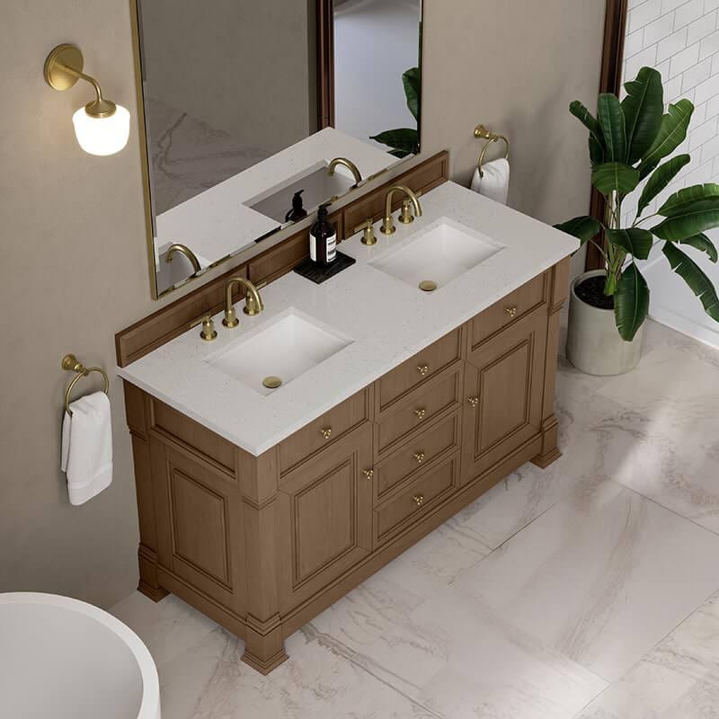 Brookfield 60" Double Vanity Pecan With Lime Delight Silestone Top