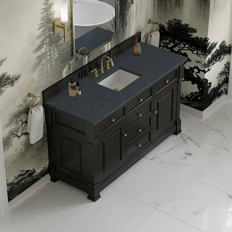 Brookfield 60" Single Vanity Black Onyx With Charcoal Soapstone Silestone Top