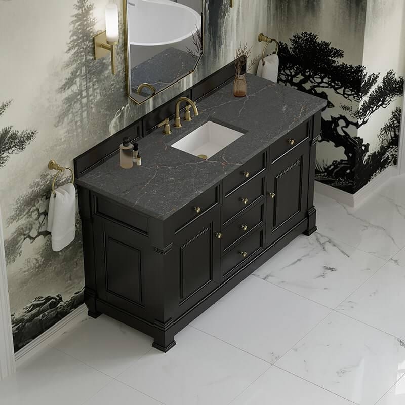 Brookfield 60" Single Vanity Black Onyx With Parisien Bleu Silestone Top
