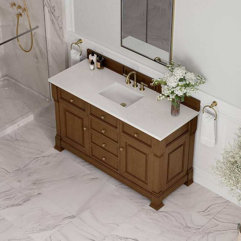 Brookfield 60" Single Vanity Honey Oak With Lime Delight Silestone Top