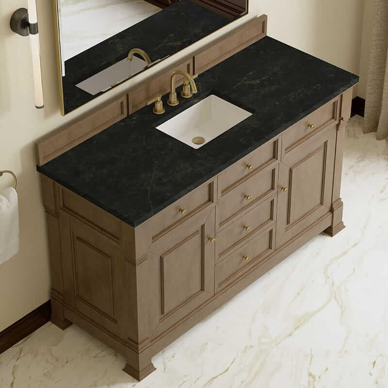 Brookfield 60" Single Vanity in Pecan With Phantome Eclos Top