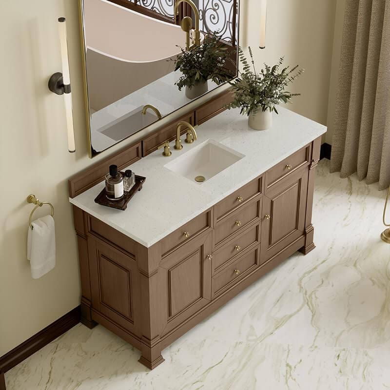 Brookfield 60" Single Vanity Pecan With Lime Delight Silestone Top