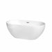 Brooklyn 60" Freestanding Acrylic White Bathtub With Brushed Nickel Trim No Faucet Top Front View