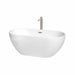 Brooklyn 60" Freestanding Acrylic White Bathtub With Brushed Nickel Trim Top Front View