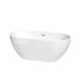Brooklyn 60" Freestanding Acrylic White Bathtub With Polished Chrome Trim No Faucet Top Front View