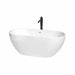 Brooklyn 60" Freestanding Acrylic White Bathtub With Shiny White Trim and Matte Black Faucet Top Front View