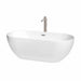 Brooklyn 67" Freestanding Acrylic White Bathtub With Brushed Nickel Trim Top Front View