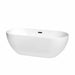 Brooklyn 67" Freestanding Acrylic White Bathtub With Matte Black Trim No Faucet Top Front View