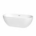 Brooklyn 67" Freestanding Acrylic White Bathtub With Polished Chrome Trim No Faucet Top Front View
