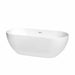 Brooklyn 67" Freestanding Acrylic White Bathtub With Shiny White Trim No Faucet Top Front View