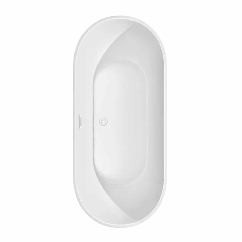 Brooklyn 67 Inch Freestanding Acrylic White Bathtub With Shiny White Trim No Faucet Top View