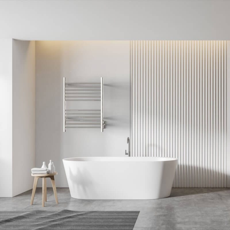 Cape Model 2332 12 Straight Bar in Polished Stainless Behind Mounted on White Wall