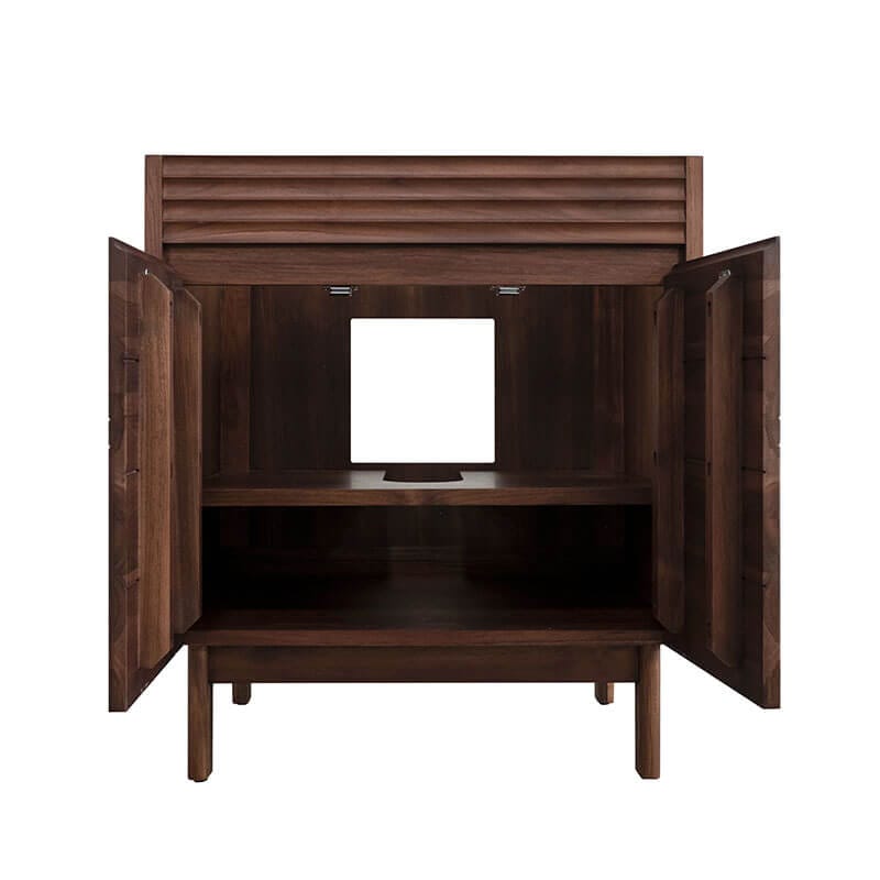 Carina 30 inch Single Vanity Coffee Teak Cabinet Only Open
