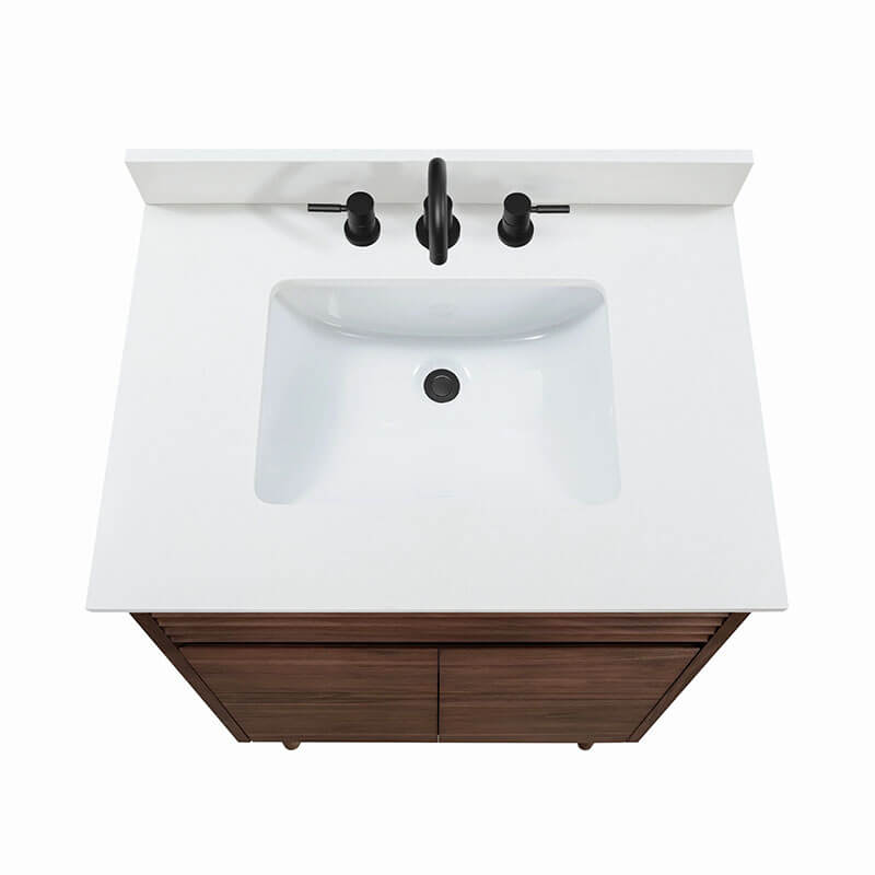 Carina 30 inch Single Vanity Coffee Teak in Cala White Engineered Stone