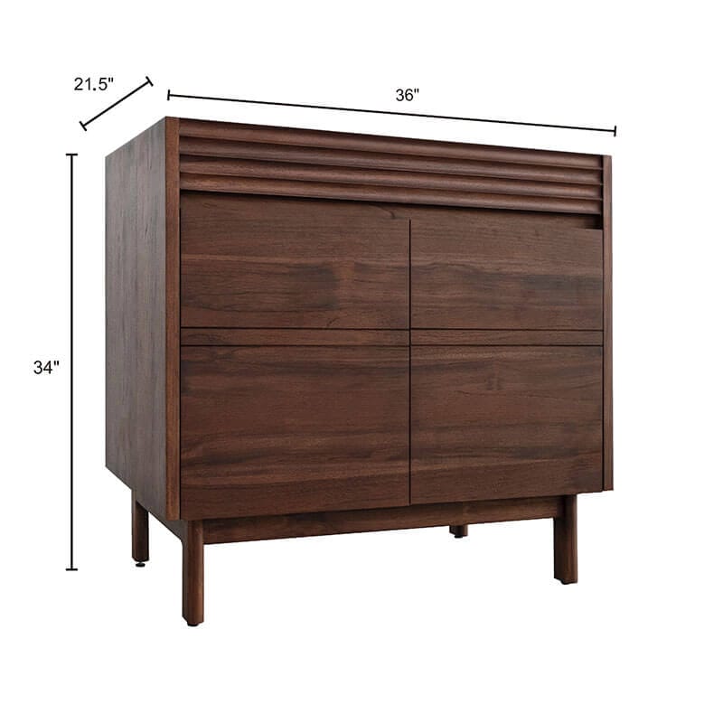Carina 36 Single Vanity Coffee Teak Cabinet Only Dimension