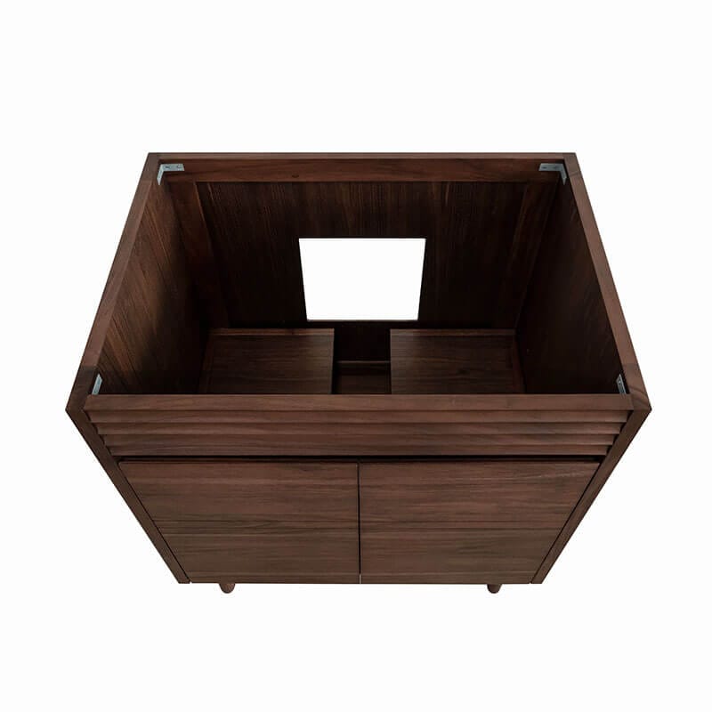 Carina 36 Single Vanity Coffee Teak Cabinet Only Top View