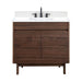 Carina 36 Single Vanity Coffee Teak in White Engineered Stone Front View
