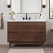 Carina 48 inch Single Vanity Coffee Teak in Carrara White Marble Front View