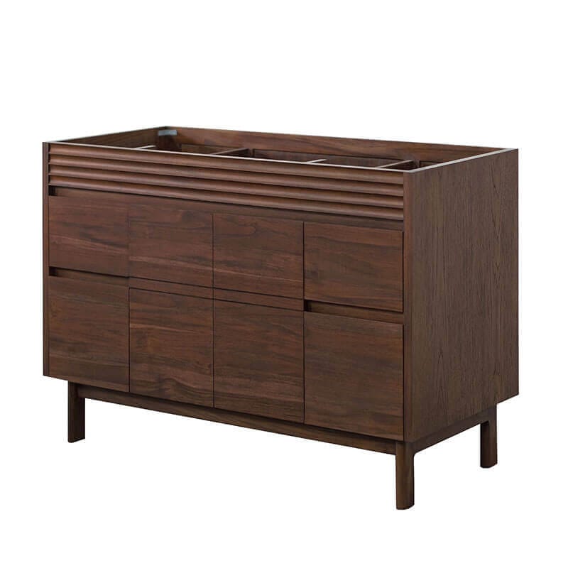Carina 48 Single Vanity Coffee Teak Cabinet Only Corner View
