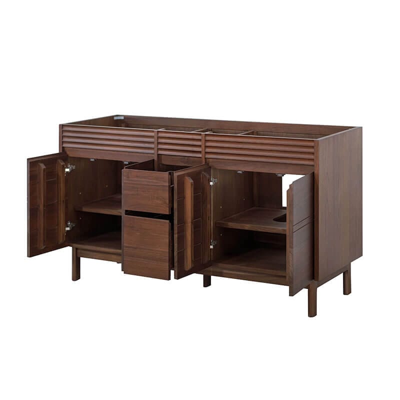 Carina 60 inch Double Vanity Cabinet Only Open Drawers