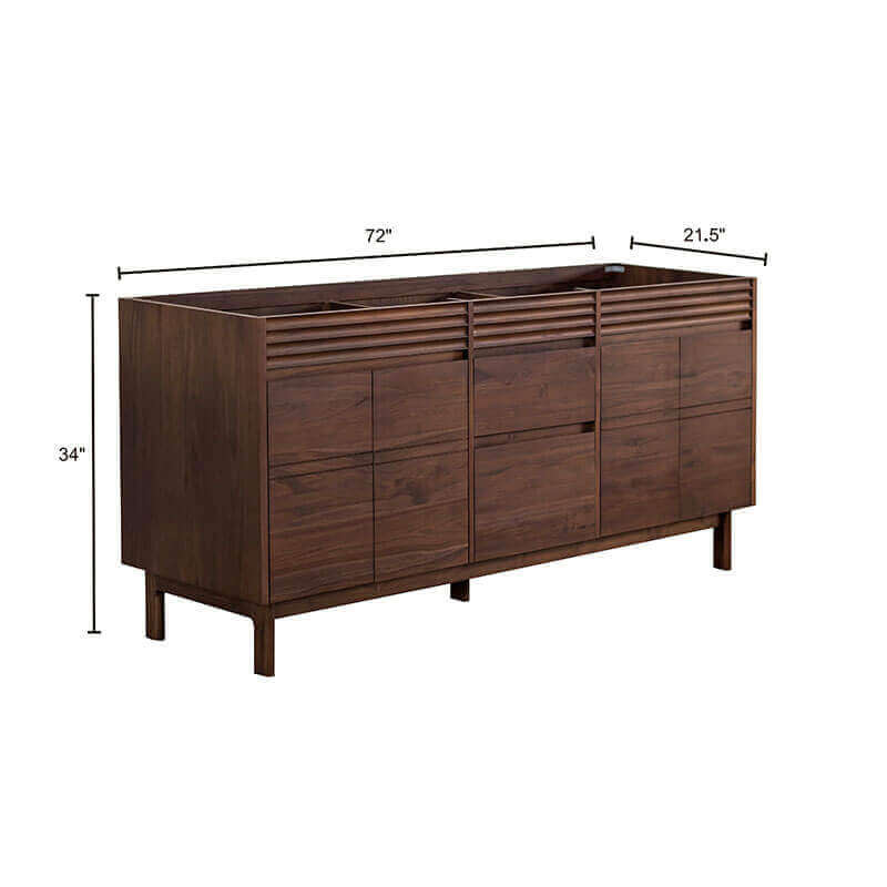 Carina 72 double Vanity Coffee Teak Cabinet only Dimension