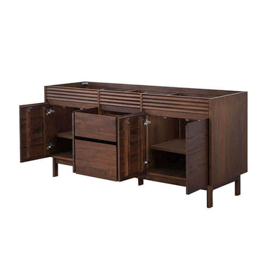 Carina 72  inch Double Vanity Coffee Teak Cabinet only Open Drawers