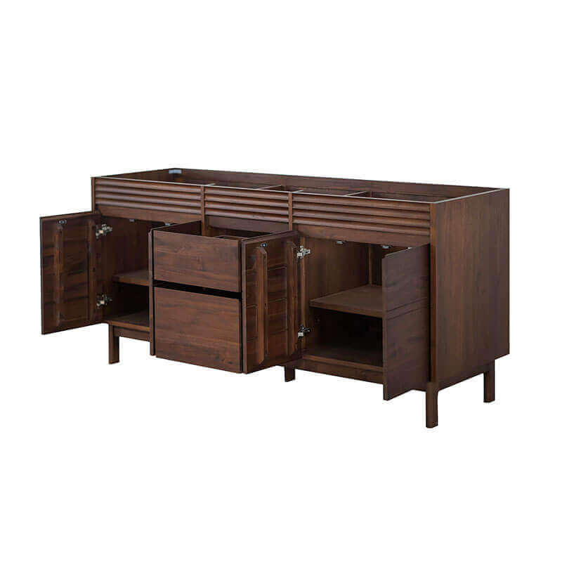 Carina 72  inch Double Vanity Coffee Teak Cabinet only Open Drawers
