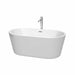 Carissa 60" Freestanding Acrylic White Bathtub With Polished Chrome Trim Top Front View