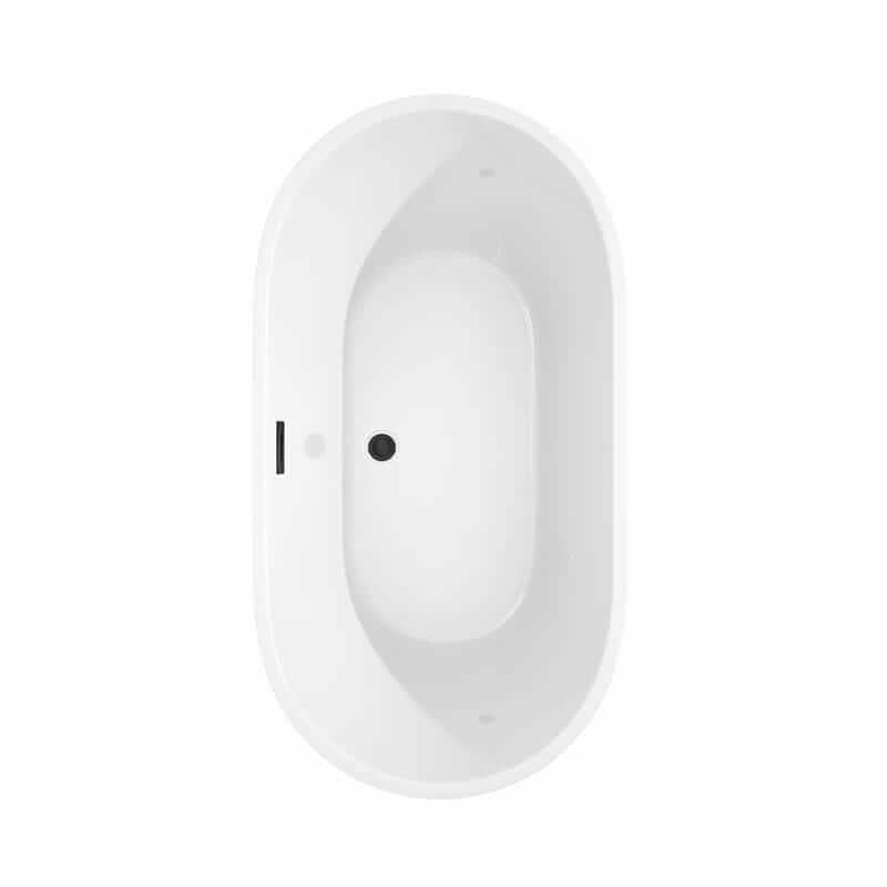 Carissa 60 Inch Freestanding Acrylic White Bathtub With Matte Black Trim No Faucet Top View