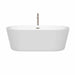 Carissa 67" CD Freestanding Acrylic White Bathtub With Brushed Nickel Trim Front View