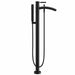 Carissa 67" CD Freestanding Acrylic White Bathtub With Matte Black Trim Faucet Up Close