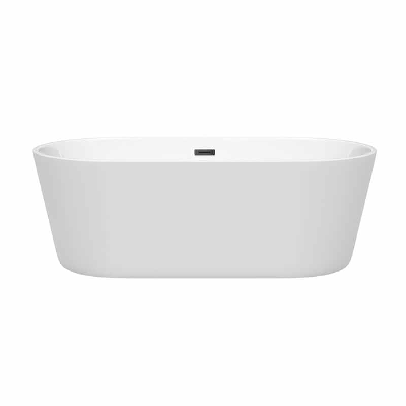 Carissa 67" CD Freestanding Acrylic White Bathtub With Matte Black Trim No Faucet Front View