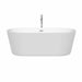Carissa 67" CD Freestanding Acrylic White Bathtub With Polished Chrome Trim Front View