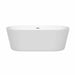 Carissa 67" CD Freestanding Acrylic White Bathtub With Polished Chrome Trim No Faucet Front View