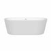 Carissa 67" CD Freestanding Acrylic White Bathtub With Shiny White Trim No Faucet Front View