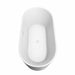 Carissa 67 Inch CD Freestanding Acrylic White Bathtub With Shiny White Trim and Matte Black Faucet Top Side View