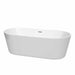 Carissa 71" Freestanding Acrylic Bathtub With Polished Chrome Trim No Faucet Top Front View