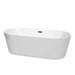 Carissa 71" Freestanding Acrylic White Bathtub With Matte Black Trim No Faucet Top Front View