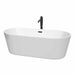 Carissa 71" Freestanding Acrylic White Bathtub With Matte Black Trim Top Front View