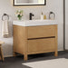 Cascadia 36 inch Single Bathroom Vanity with Top Weathered Fir Corner View