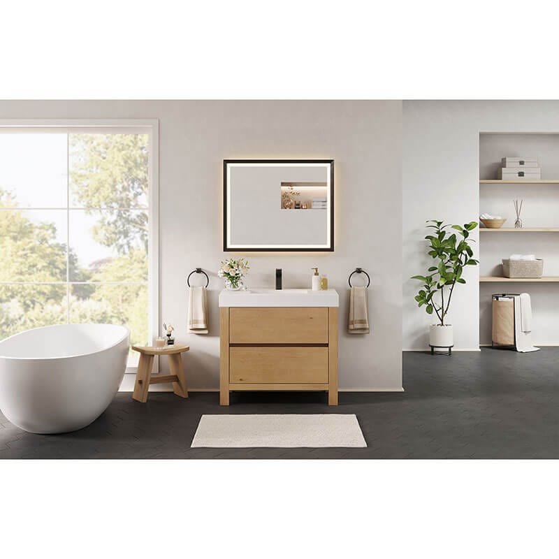 Cascadia 36 Single Bathroom Vanity with Top Weathered Fir Front View