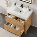 Cascadia 36 Single Bathroom Vanity with Top Weathered Fir Open Drawer