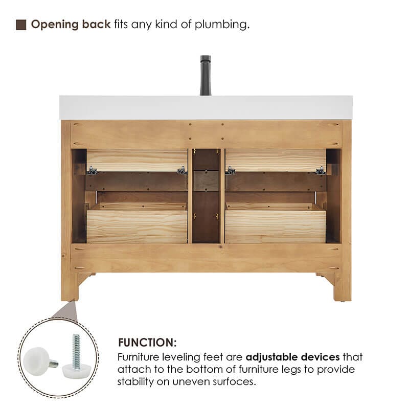Cascadia 48 Single Bathroom Vanity with Top Weathered Fir Back View