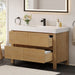 Cascadia 48 Single Bathroom Vanity with Top Weathered Fir Corner View Open Drawer